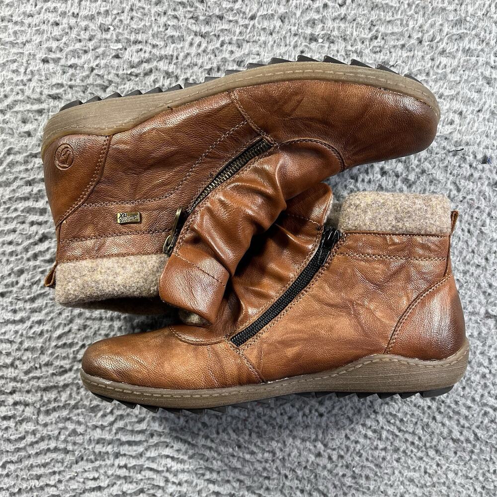Remonte Tex Boots 41 US 9.5-10 Brown Leather Wool Lined Ankle Bootie Rieker - Picture 6 of 9